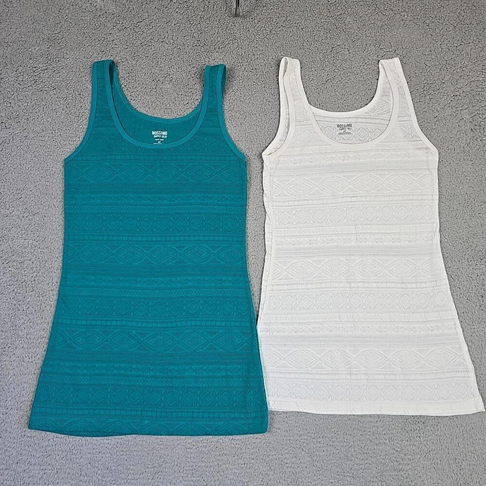 Lot of 2 Mossimo Supply Top Womens Extra Small Green Tank Shirt Casual Sleeveles
